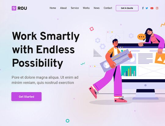 Rou Startup Agency Landing Page PSD